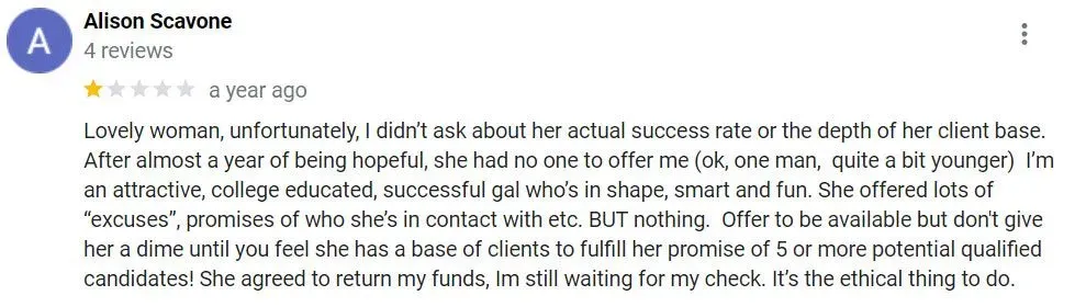 1-star Get Ready To Date review on Google