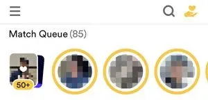 Example of a match queue on Bumble