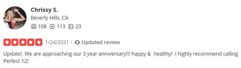 5-star Perfect 12 review on Yelp
