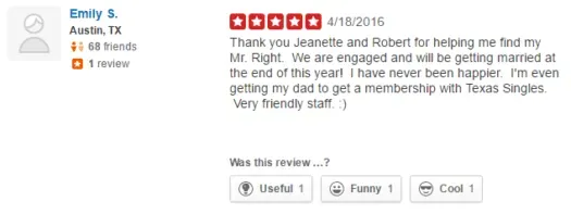 Texas Singles review on Yelp