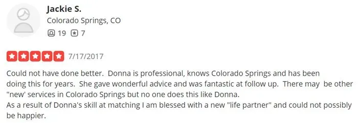 5-star Donna Shugrue matchmaking review