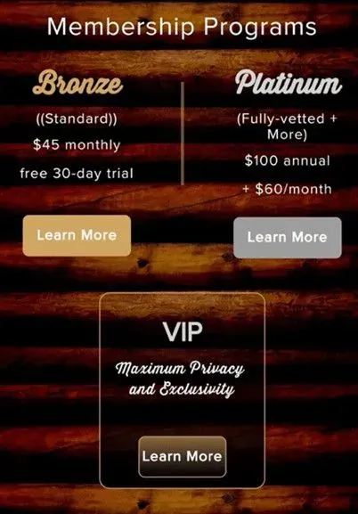 Lodge Social Club App membership levels