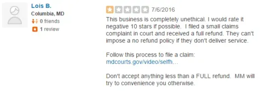 Maryland Matchmakers review on Yelp