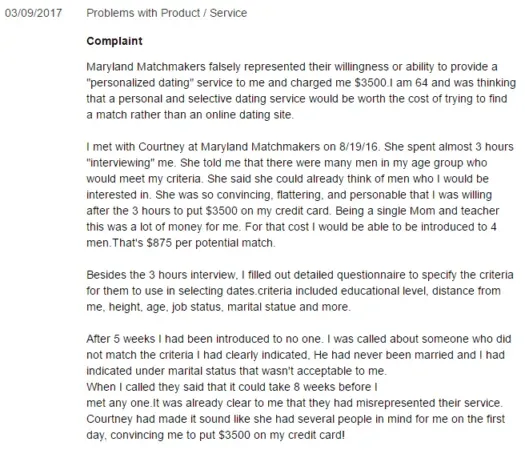 Maryland Matchmakers review