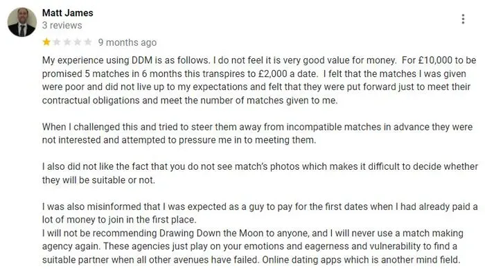 1-star Drawing Down The Moon review on Google