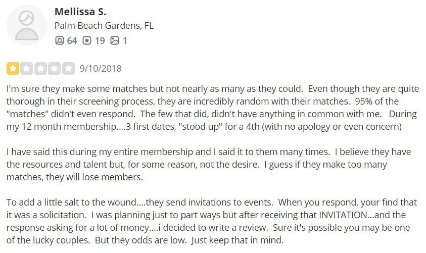 1-star review for Revolution Dating