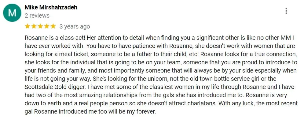 5-star Google review for SPIES Matchmaking