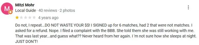 1 star Perfectly Matched review