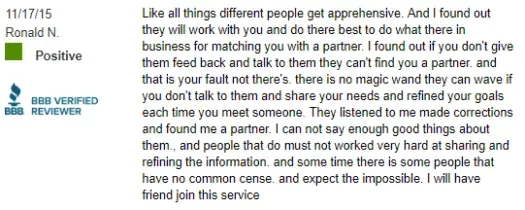 Positive Nebraska Dating review on BBB