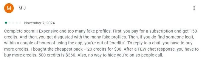 OurTime Google play review