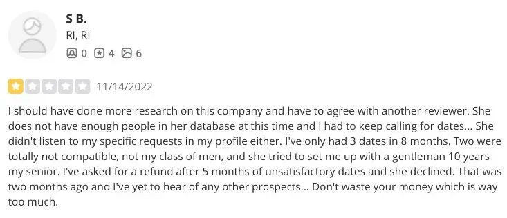 1-star Get Ready To Date Yelp review