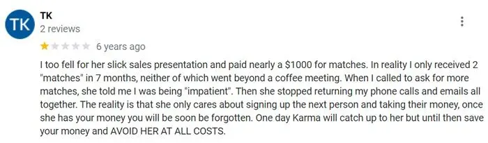 1 star Perfectly Matched review