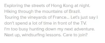 Tinder bio
