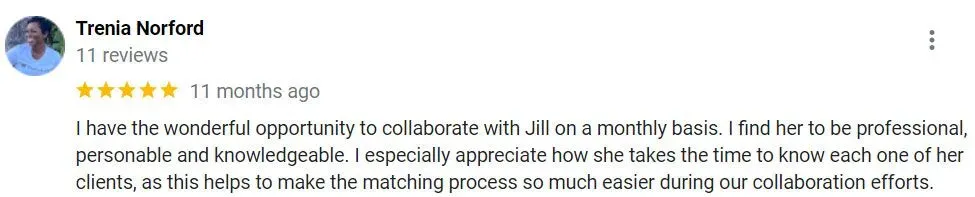 5-star review for Hinckley Introductions on Google profile