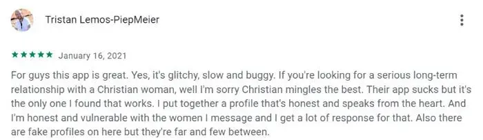 5-star Christian Mingle app review