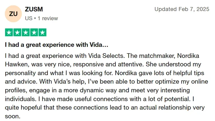 5 star VIDA Select review