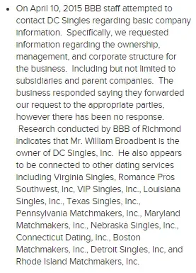 William Broadbent BBB warning