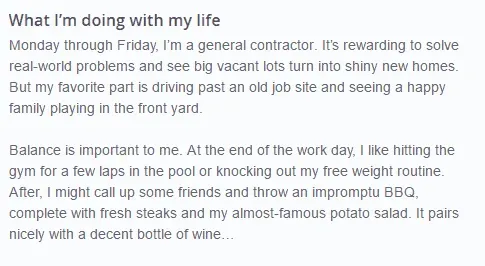 example of a good OkCupid profile