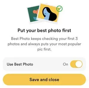 Bumble's Best Photo notification screen
