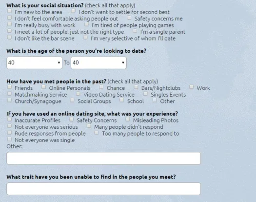 Texas Singles online form