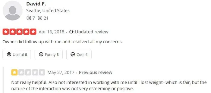 1-star Seattle Love Broker Yelp review