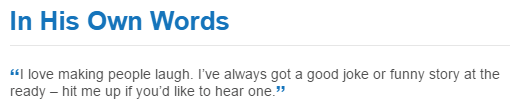Example of a bad profile that "tells" instead of "shows"