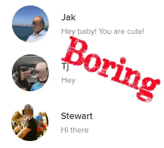 example of a boring Tinder message