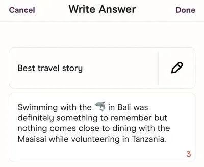 Hinge prompt choice