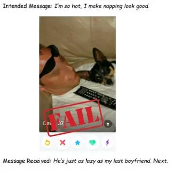 improper signalling in a tinder photo
