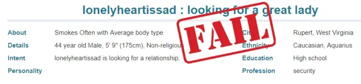 bad POF username example
