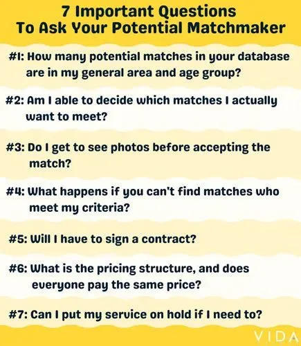 7 important questions to ask your potential matchmaker