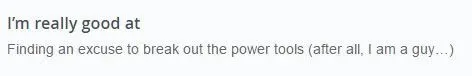 Power tools example for an alpha trait