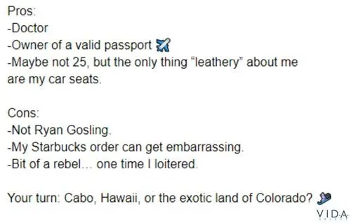 Pros & cons dating profile template for men.