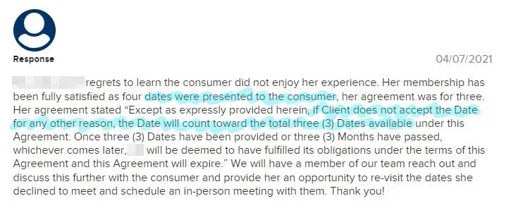 Review response example