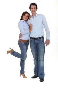 Man and woman who are dressed alike