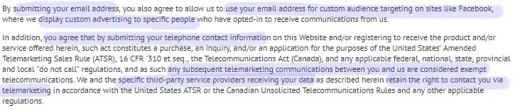 Toronto Matchmakers privacy policy excerpt