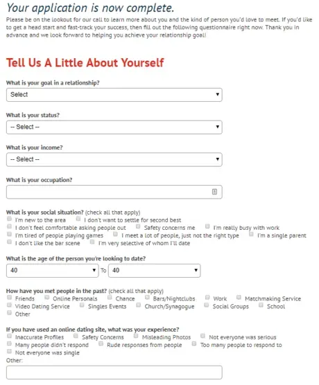 Toronto Matchmakers application screenshot