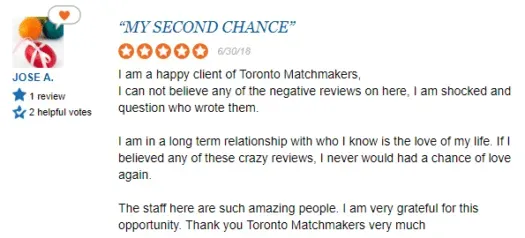 5 star Toronto Matchmakers review