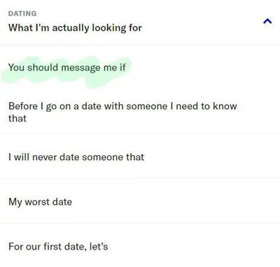 You should message me if... prompt on OkCupid